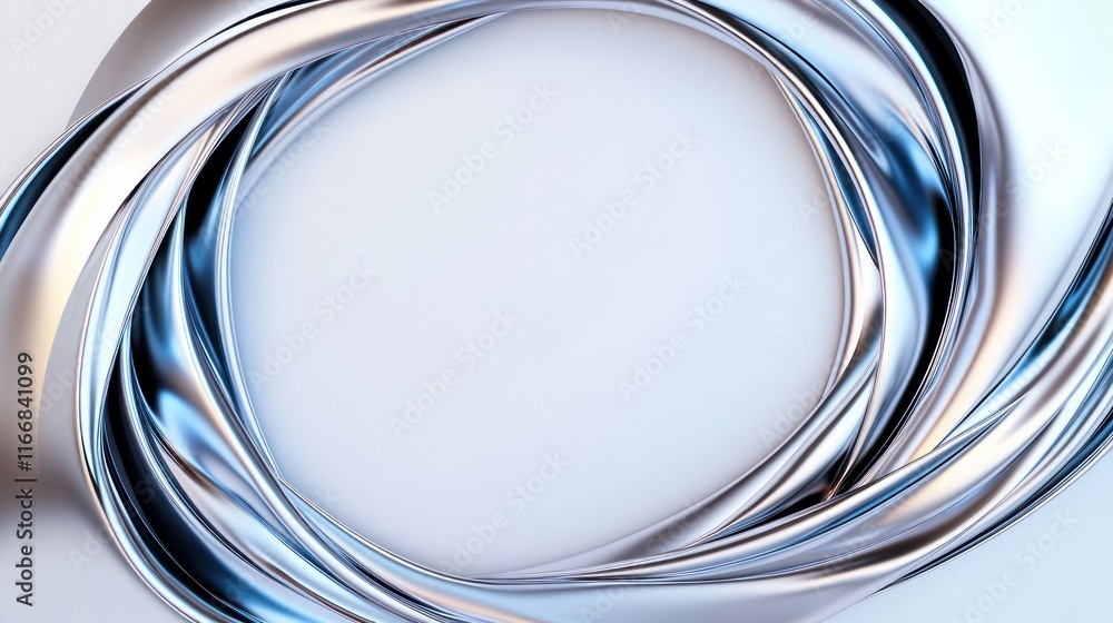 Poster abstract metallic swirl design on a smooth background.