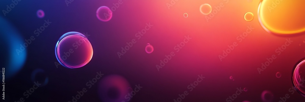 Poster colorful bubbles float in a dark background, creating a vibrant and dynamic visual display of light 