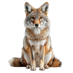 Fototapeta premium A realistic depiction of a sitting coyote showcasing its features.