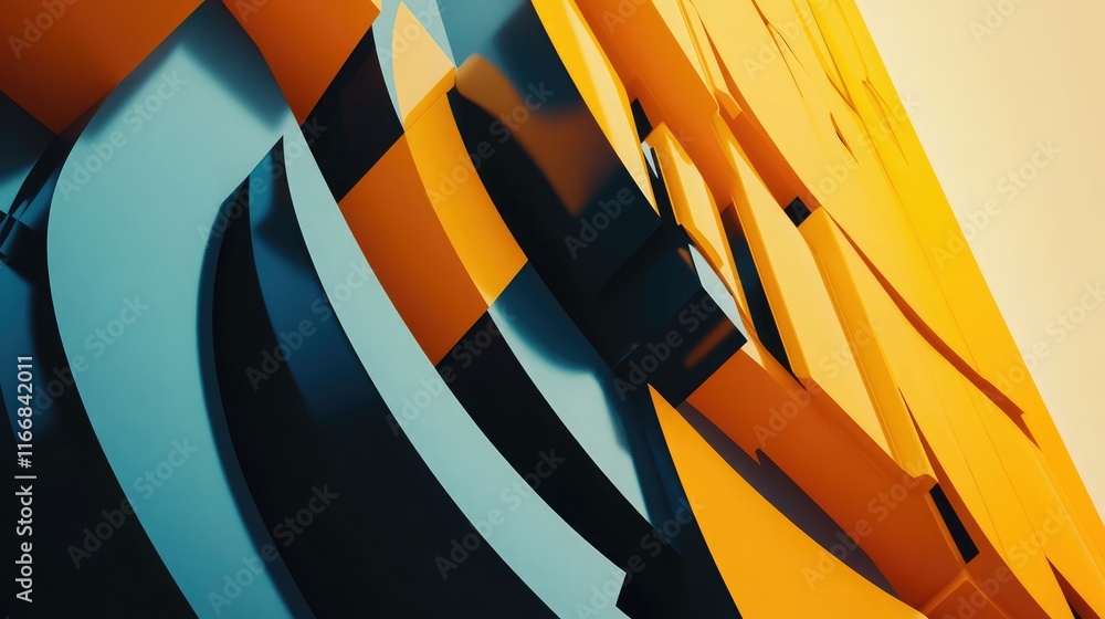Aufkleber modern geometric abstract background with layered 3d shapes, 3d render
