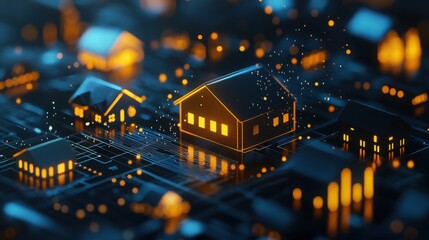 Dynamic financial dashboard showcasing property values in a virtual cityscape business analysis digital environment aerial viewpoint