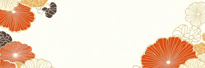 Colorful floral design featuring orange and cream blooms with a light background suitable for various artistic uses