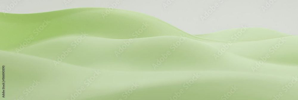 Poster soft green waves create a serene atmosphere in an abstract landscape design showcased in a minimalis