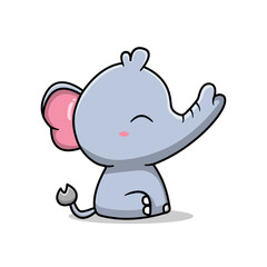 Cute baby elephant character cartoon icon illustration