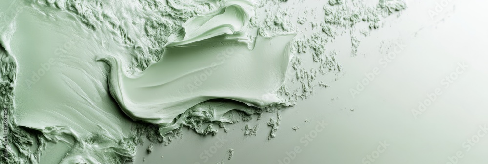 Aufkleber swirling green texture displays smooth paint application on a canvas in an artistic setting