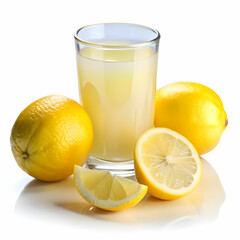lemon juice glass with white back ground