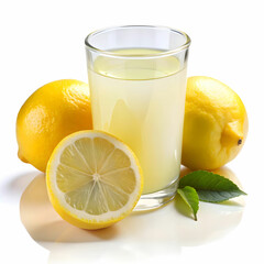 lemon juice glass with white back ground