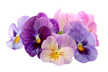 Pansies in Cool Weather with Beautiful Heart-Shaped Petals isolated on transparent background