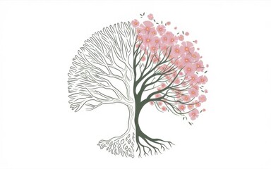 Naklejka premium Stunning Split Tree Design Reflecting Nature's Transition Through Seasons