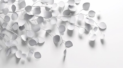 White Paper Leaves on a Light Background Creating an Elegant Natural Aesthetic