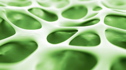 Abstract Green Cellular Structure with Soft Curves and Organic Forms in Close-Up
