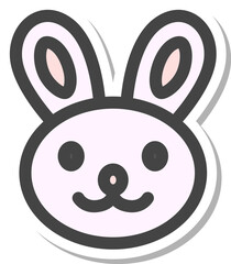 ステッカー風動物の単品アイコン　ウサギ