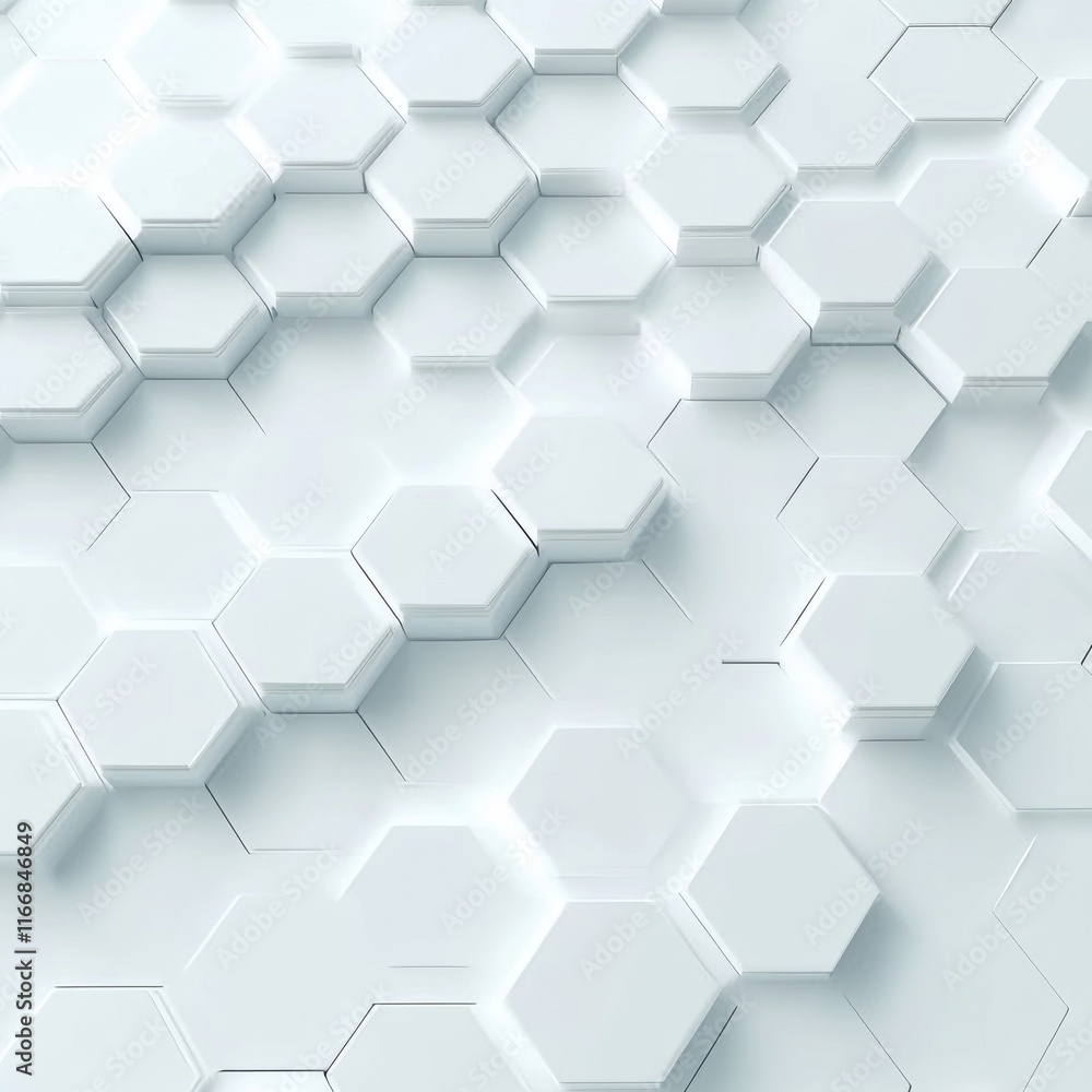 Poster abstract white hexagonal pattern creating a modern and clean aesthetic.