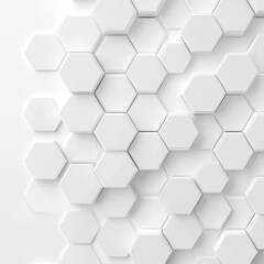 Naklejka premium A modern abstract wall featuring a pattern of white hexagonal tiles in varying arrangements.