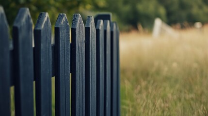 Obraz premium Rustic Wooden Fence with Blurred Background of Tall Grass and Green Trees