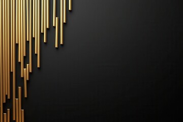 Naklejka premium Symmetrical golden bars on sleek black background minimalist design abstract art modern aesthetic high-contrast visual appeal