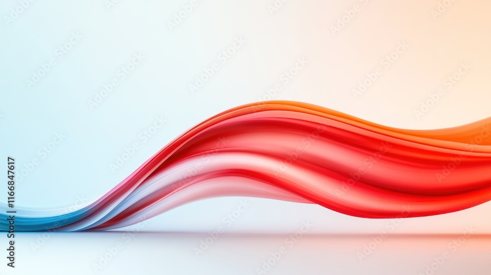 Poster abstract wave design with smooth gradients in blue and red hues.