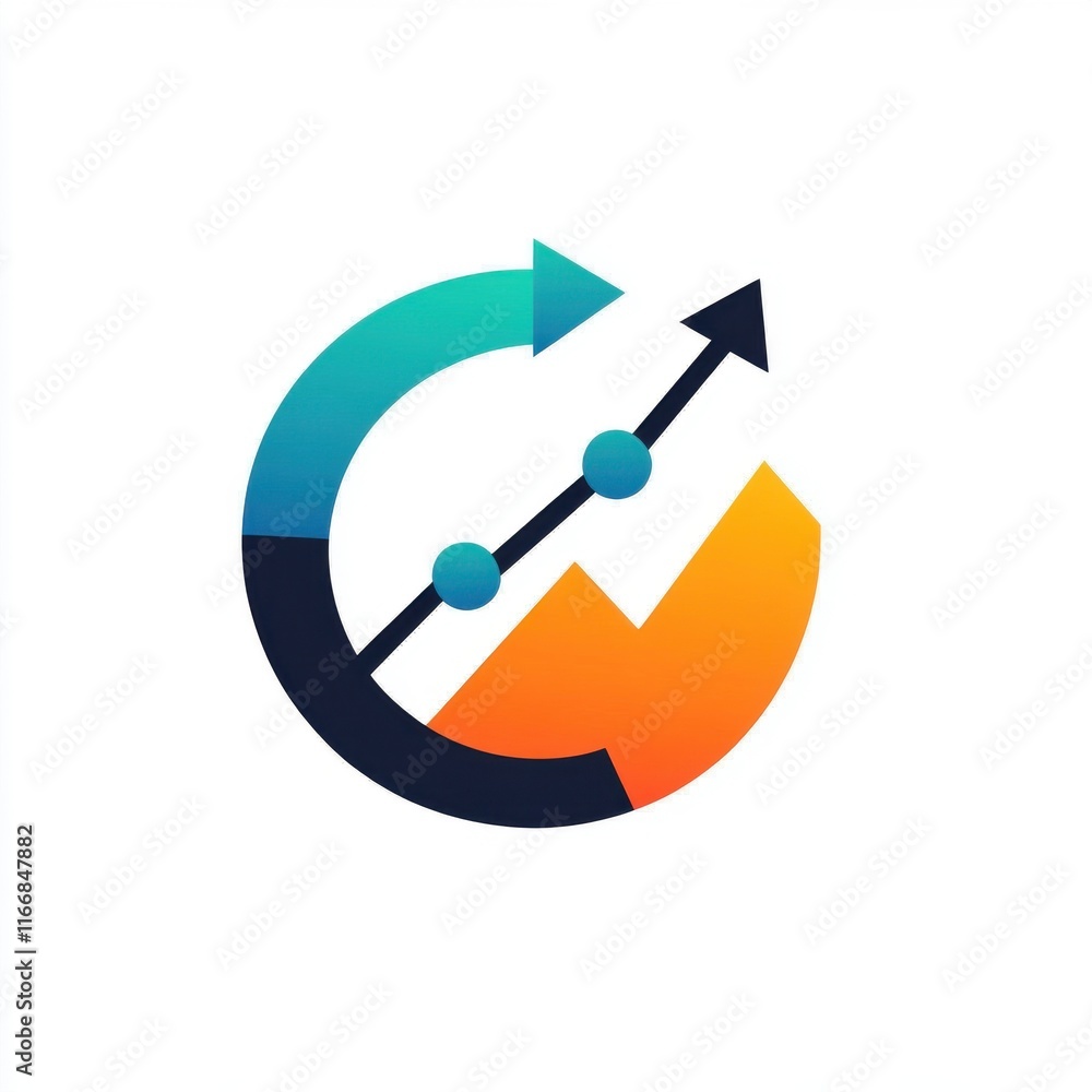 Poster abstract logo design featuring a dynamic growth concept with arrows and lines.