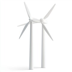 Two modern white wind turbines, symbolizing renewable energy and sustainability.