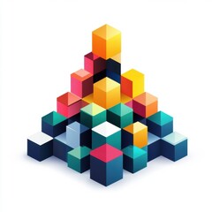 Colorful geometric structure made of cubes, creating a vibrant and modern art piece.