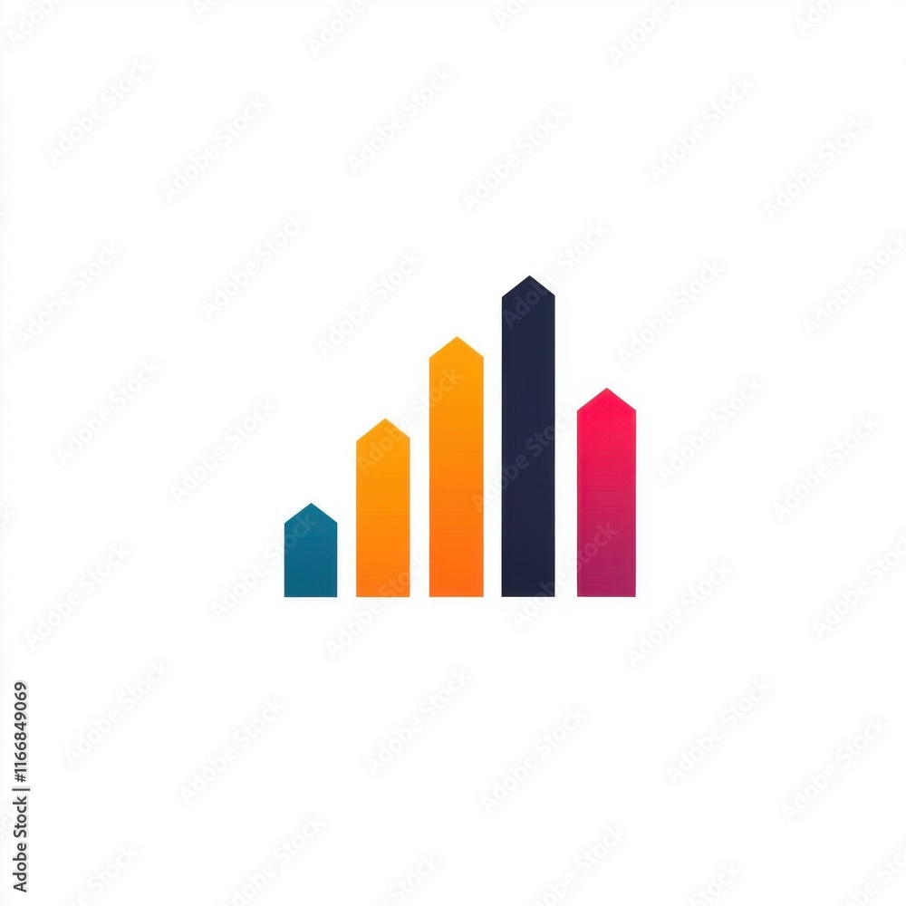 Poster stylish bar graph representing growth and progress in vibrant colors.