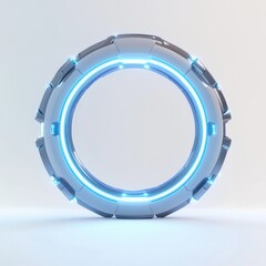 Naklejka premium Futuristic blue glowing circular object with a sleek, metallic design.