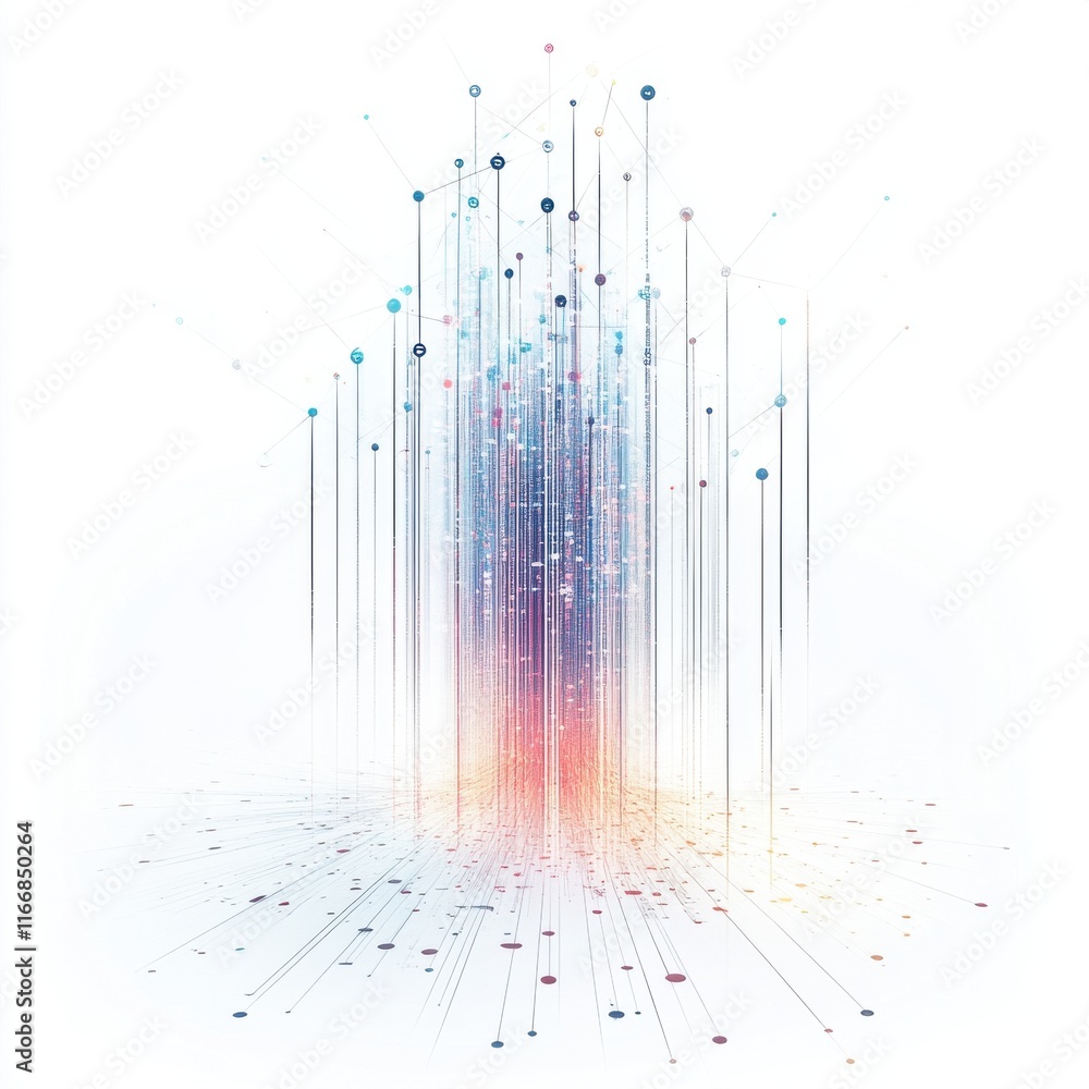 Aufkleber abstract digital art representing a vibrant network of data connections in a modern style.