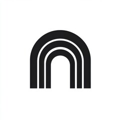 Stylized black and white rainbow silhouette design on a clean background.