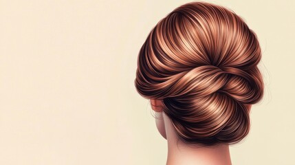 Naklejka premium An elegant hairstyle banner with a polished chignon bun, detailed with sleek lines and soft highlights.
