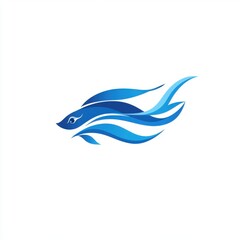 Fototapeta premium Stylized blue fish swimming gracefully, symbolizing fluidity and tranquility.