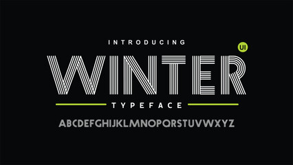 Urban line monogram alphabet and tech fonts. Lines font regular uppercase and lowercase. Vector illustration.
