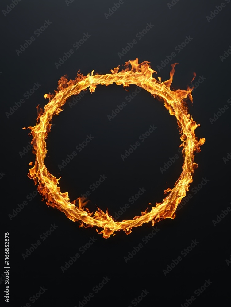 Poster dynamic fire ring display dark background digital art abstract close up visual concept for creative 