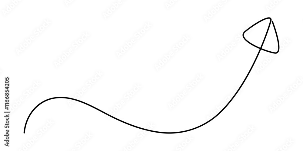 Poster arrow symbol continuous line icon, arrow pointing right, continuous one line drawing vector. single 