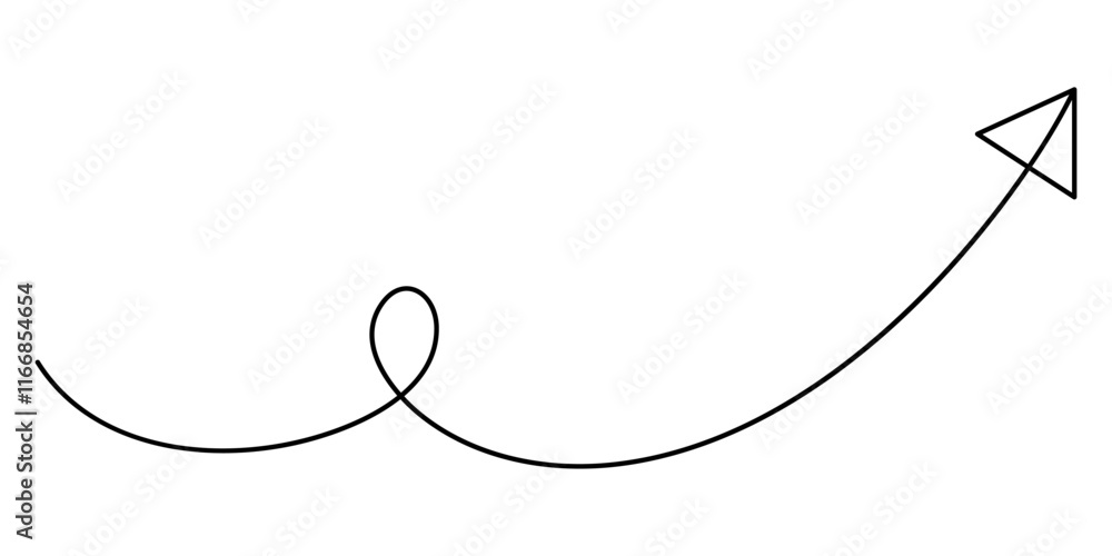 Poster arrow symbol continuous line icon, arrow pointing right, continuous one line drawing vector. single 