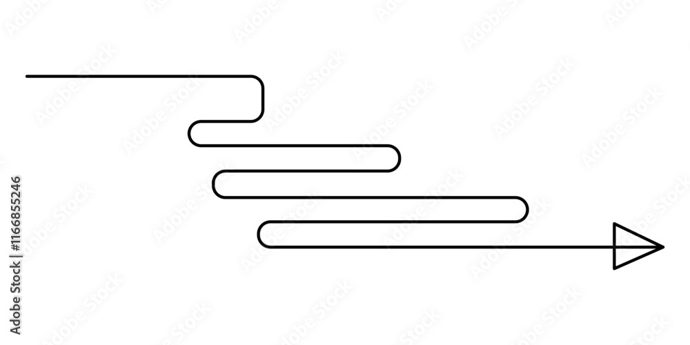 Poster arrow symbol continuous line icon, arrow pointing right, continuous one line drawing vector. single 