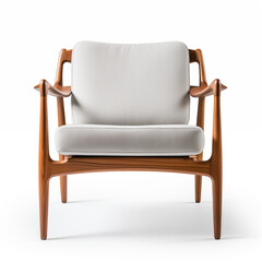 Fototapeta premium MidCentury Modern Armchair Light Grey Fabric Wood