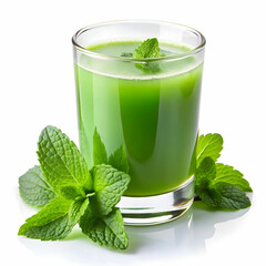mint juice glass with white back ground