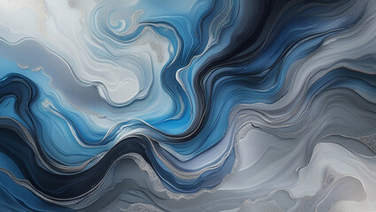 Obraz premium abstract wavy blue, gray, white, silver background