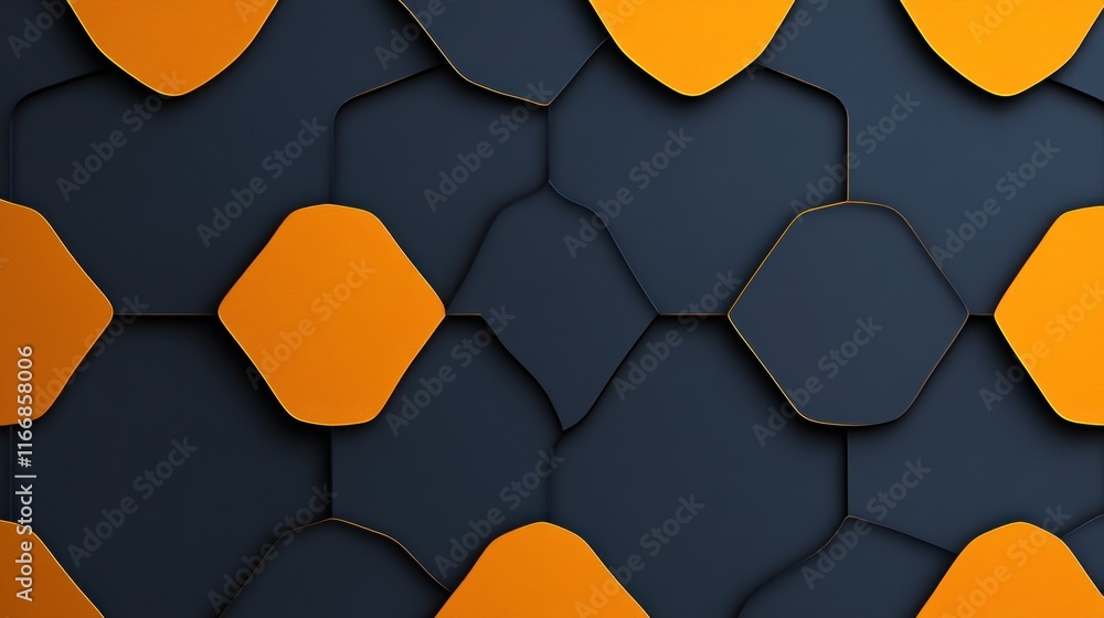 Aufkleber abstract geometric pattern with orange and dark hexagons.