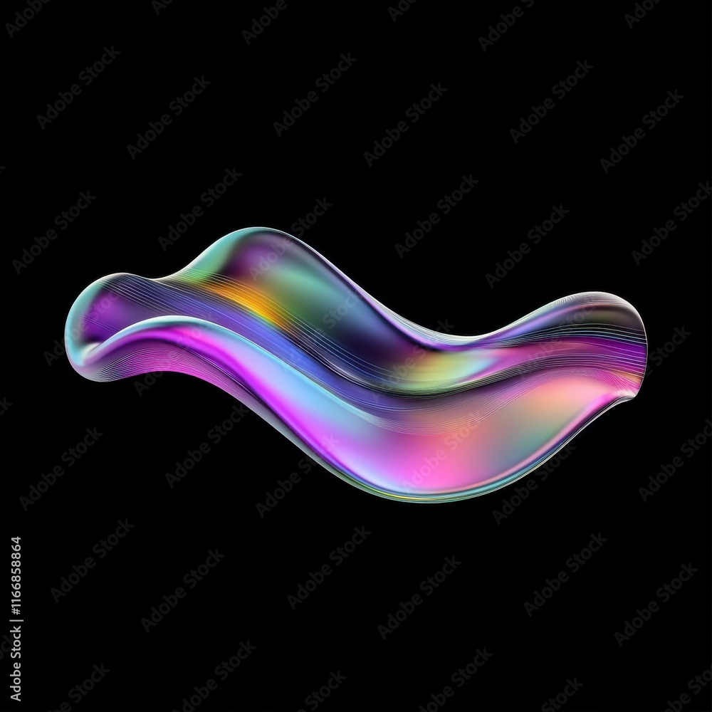 Poster a vibrant, flowing wave of colorful light against a black background, creating a mesmerizing visual 