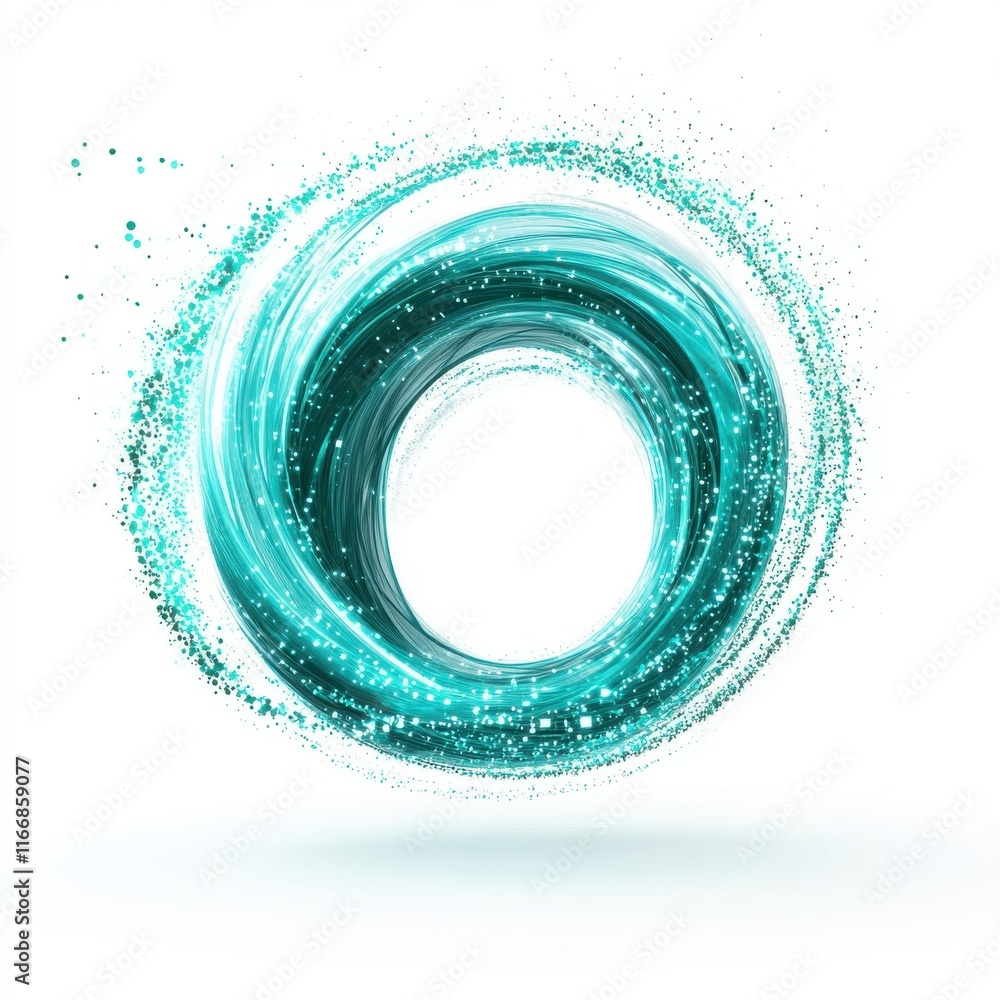 Poster a vibrant circular swirl of turquoise light and sparkles creates a mesmerizing visual effect.