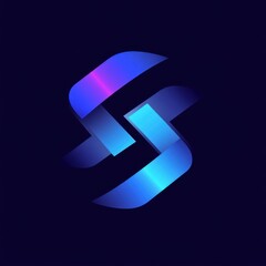 Elegant abstract blue and purple logo design on a dark background.