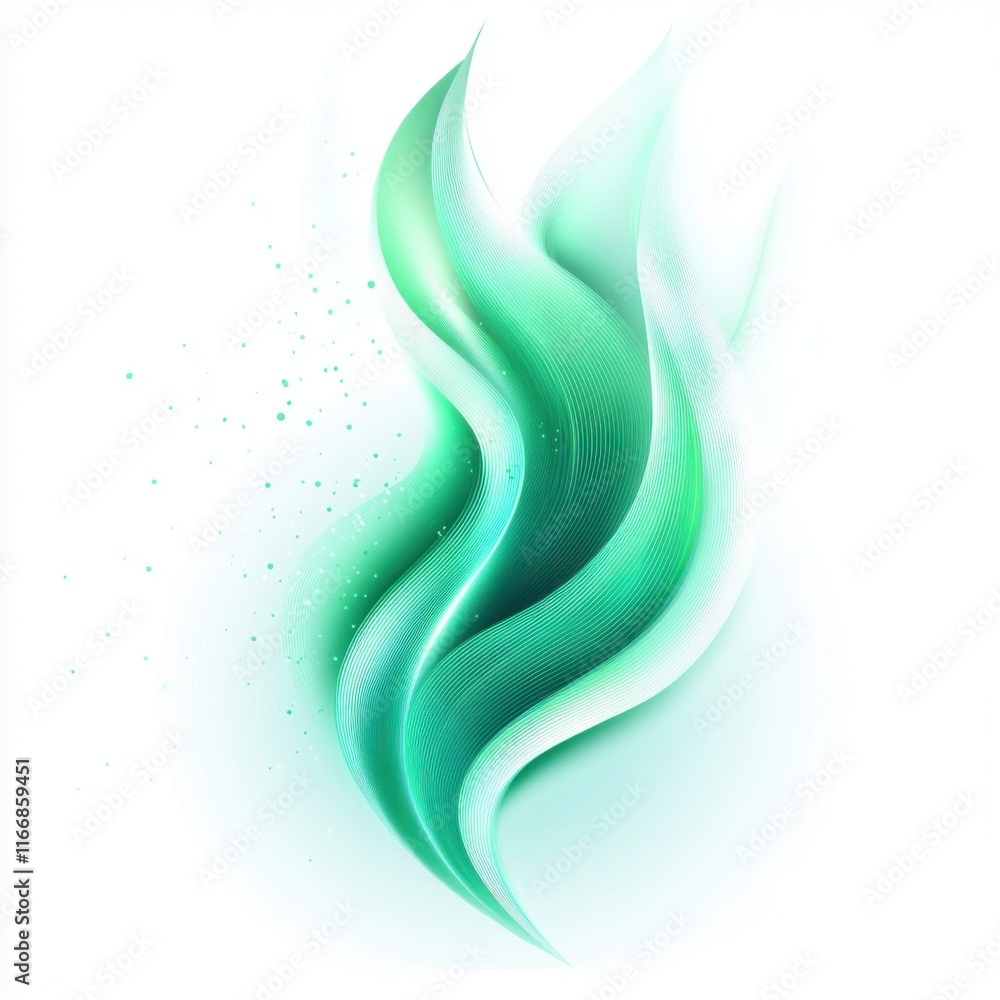Poster abstract green wave design with flowing curves and soft gradients.