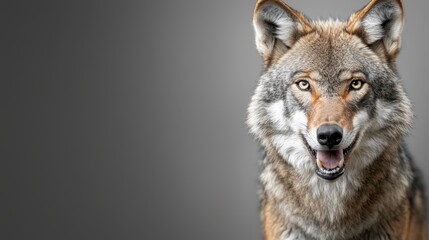 Fototapeta premium A close up of a wolf's face with its mouth open