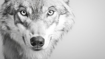  A black and white drawing of a wolf's face