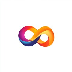 A vibrant infinity symbol in gradients of purple, blue, and orange, representing creativity and continuity.
