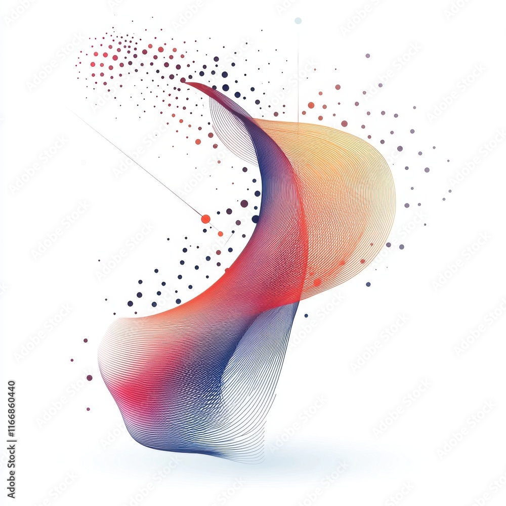 Aufkleber abstract colorful wave design in vibrant hues of red, orange, and blue, creating a dynamic visual fl