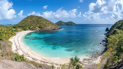 Fototapeta premium Secluded Caribbean Beach Cove with Turquoise Waters