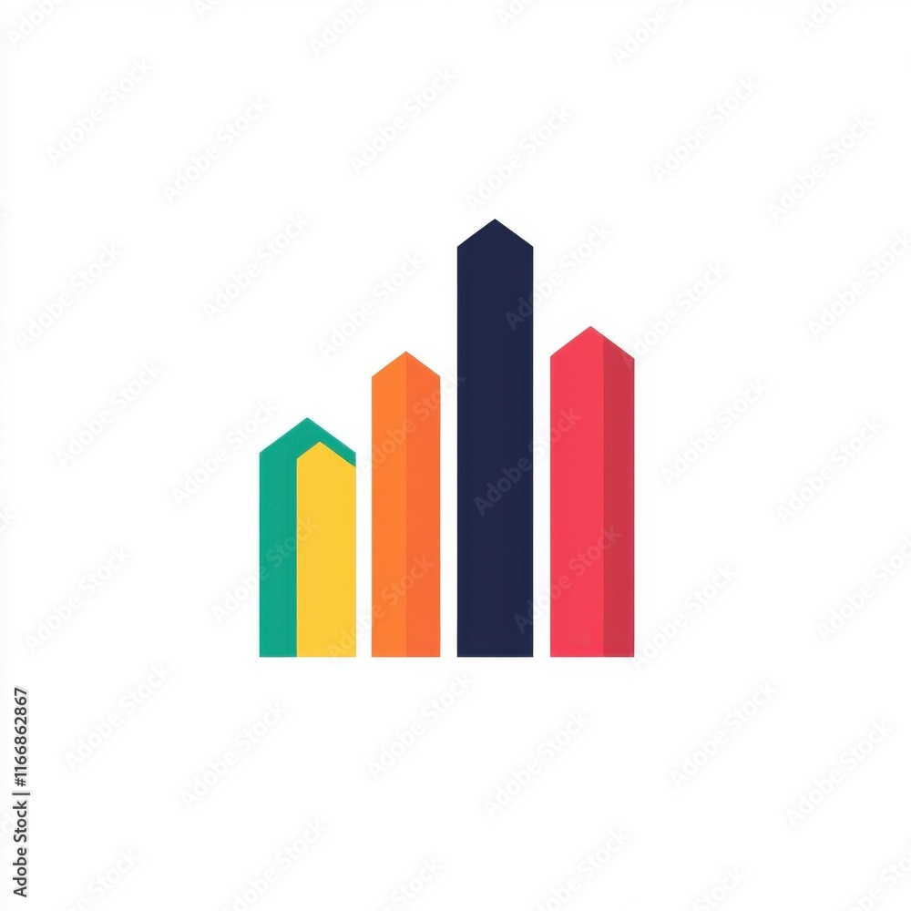 Poster colorful abstract bar graph representing growth and progress.