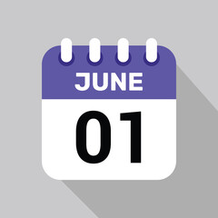 1 june calendar icon vector date graphic design